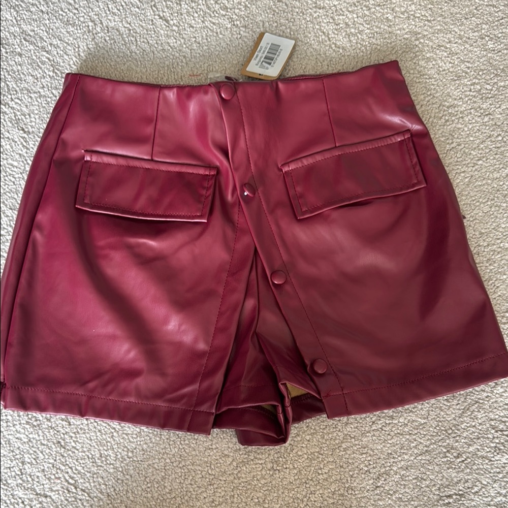 Women's Vixen Red Leather Shorts